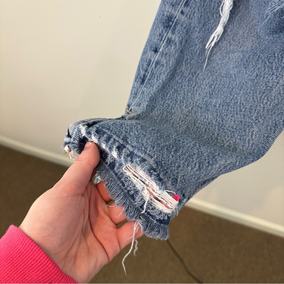 We The Free Free People Lita Light Wash Distressed High-Waisted Slim Leg Jean 28 - Picture 2 of 6